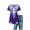 thumbnail image 4 of Liquidation d'Économies! Hauts Grande Taille pour Femmes BEFOKA en Liquidation, Blouse Décontractée d'Été pour Femmes, Blouse Décontractée à Manches Courtes Imprimée avec Boutons, Col Rond Confortable, 4 of 4