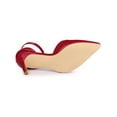 thumbnail image 3 of BLISSFUL STEP Women's Pointy Toe Ankle Strap Stiletto Heels Pumps Red 8, 3 of 8