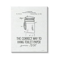 Stupell Industries Vintage Bathroom Diagram Correct Way Hang Toilet Paper, 16 x 20, Design by Lettered and Lined