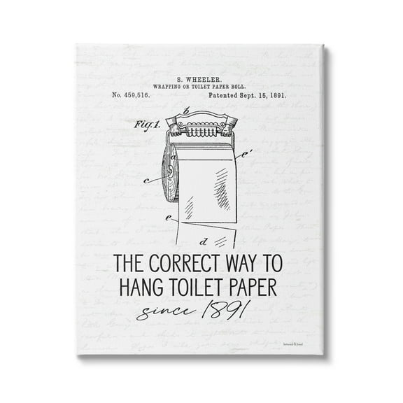 Stupell Industries Vintage Bathroom Diagram Correct Way Hang Toilet Paper, 16 x 20, Design by Lettered and Lined