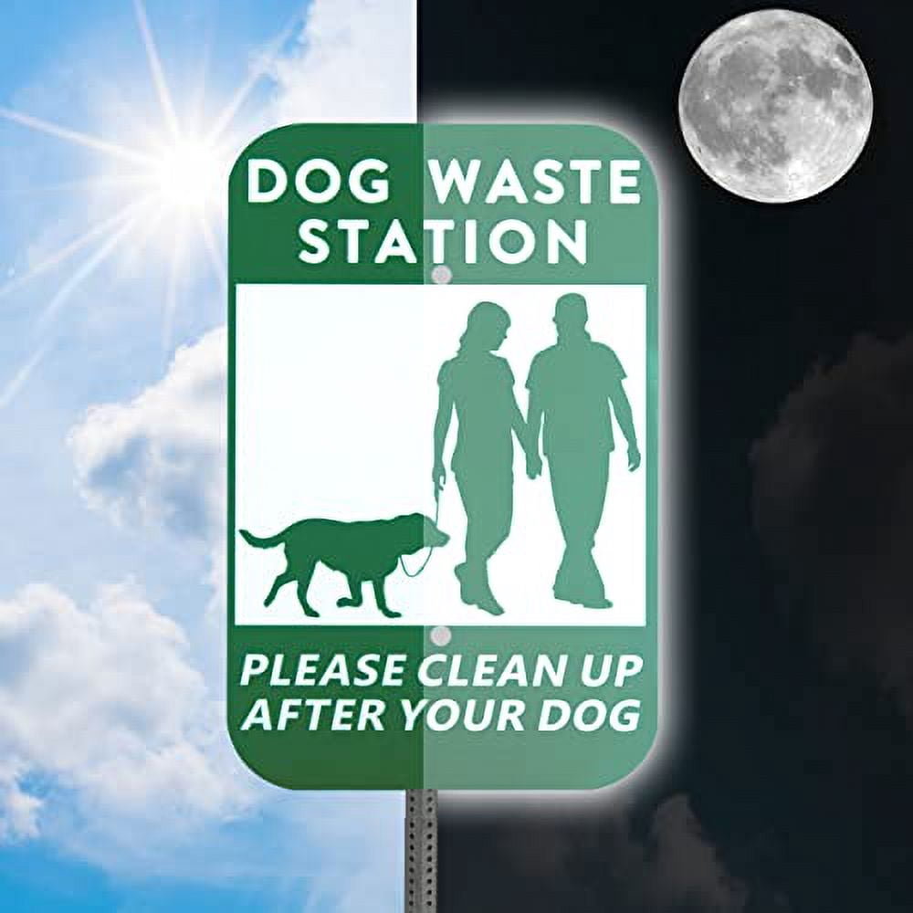Aluminum Outdoor Dog Bag Dispenser with Pick Up After Your Dog Sign - Wall Mounted Dog Bag Dispenser - Outdoor Poop Bag Dispenser for Dog Waste - Includes Please Clean Up After Your Dog Sign
