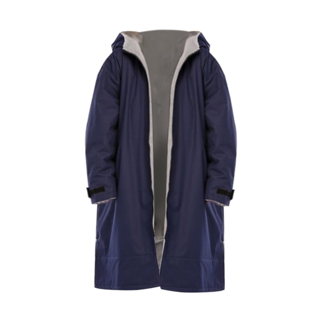 Greeniant Waterproof Surf Changing Robe Outdoor Coat Hooded Lamb Jacket Wool Cloak Traje de baño gris azul oscuro L