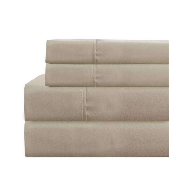 Benzara BM202128 Lanester Polyester Twin Size Sheet Set, Light Brown - 3 Piece
