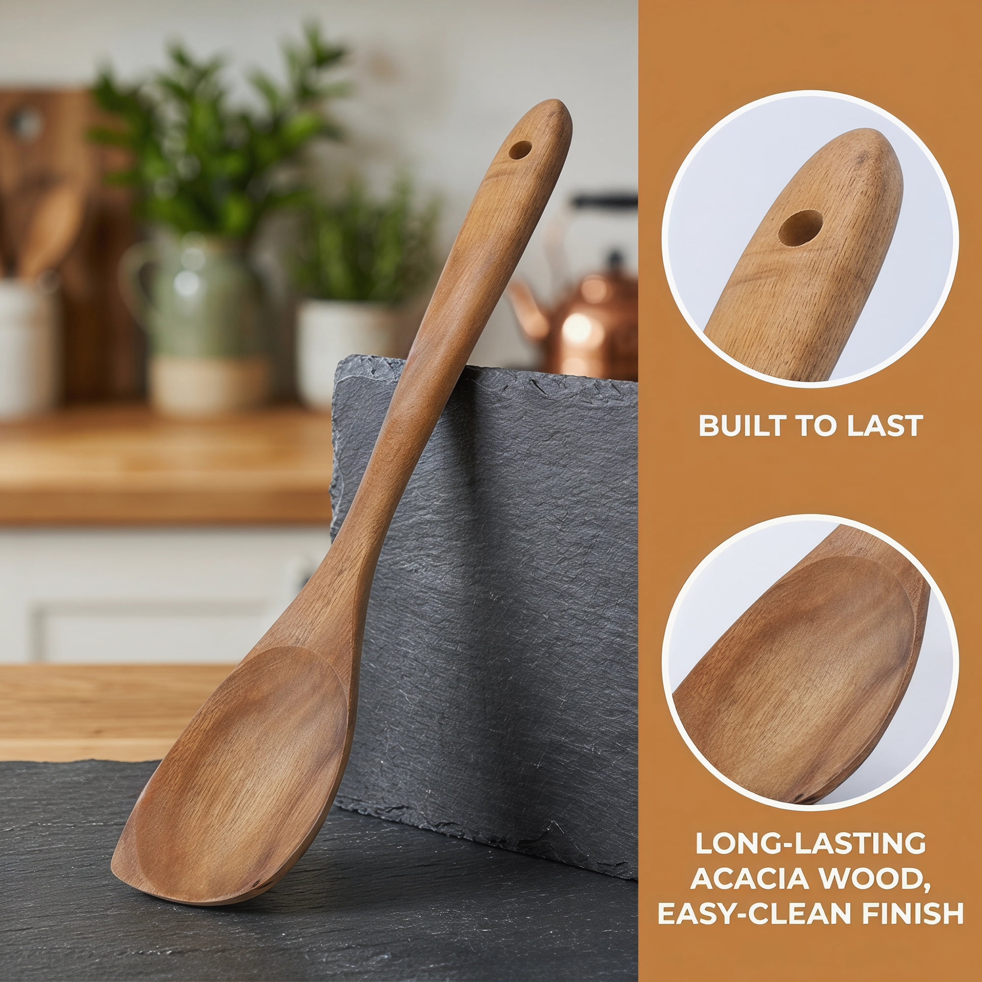 Unique Bargains 1Pcs Wood Scratch Proof for Non Stick Pans Heat Resistant Kitchen Spoon B