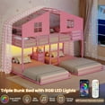thumbnail image 6 of Afuhokles Triple Bunk Bed Twin Size with House, 4 Storage Drawers, Charging Station and LED Lights, Pink, 6 of 9
