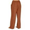 thumbnail image 3 of FIOPHY Womens Casual Lightweight Drawstring Elastic Waist Loose Wide Leg Pants Orange XL, 3 of 6