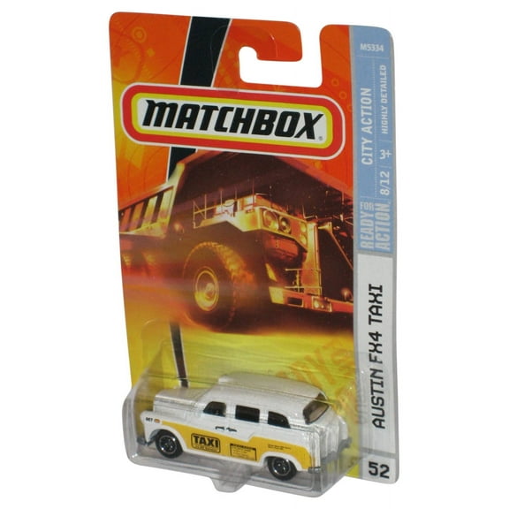 Matchbox City Action (2007) Austin FX4 Taxi White & Yellow Car #52