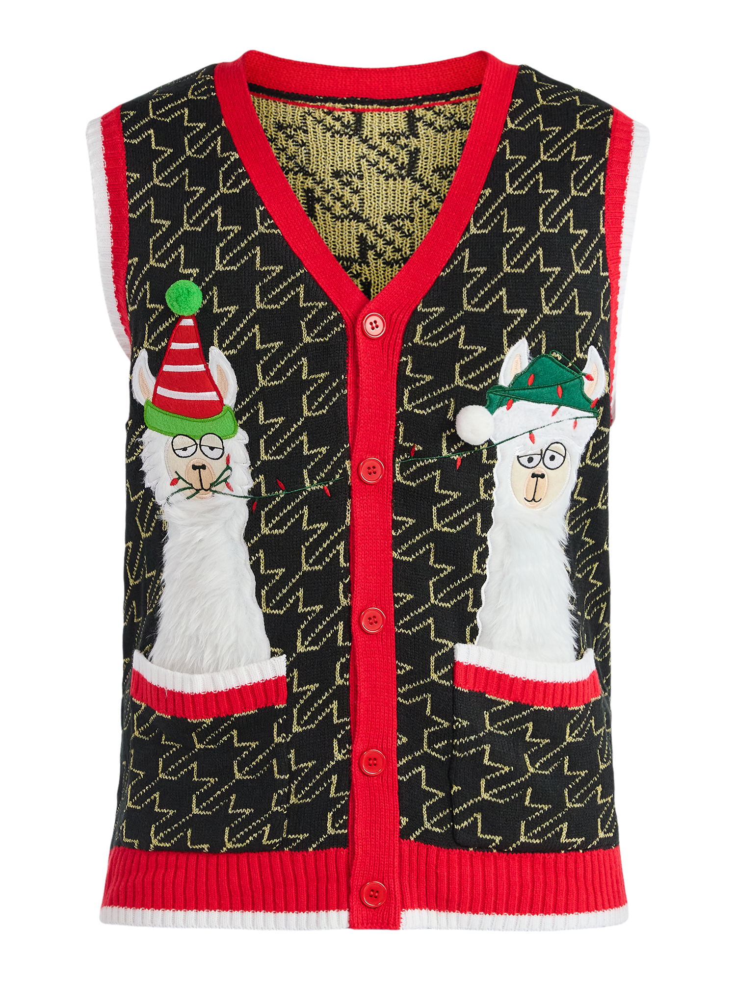 Jolly Sweaters Men's Llama Holiday Sweater Vest, Midweight, Sizes S-3XL