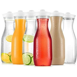 Glass Carafe Pitcher - HIHUOS 34oz Water Carafe Set for Mimosa Bar - Juice  Containers with Airtight Lids