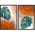 thumbnail image 3 of IDEA4WALL 2 Panels Framed Canvas Print Wall Art Set Mid-Century Red Geometric Jungle Palm Leaf Abstract Modern Art Boho Multicolor Chic Artwork Housewarming Decor - 16"x24"x2 Panels Black, 3 of 5