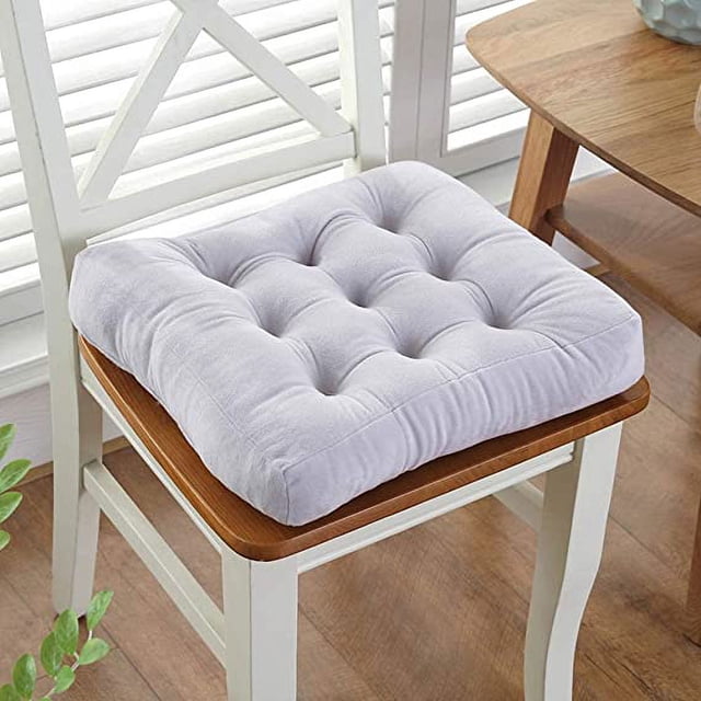 Nvzi Cojín de silla sólido, súper suave, de felpa, lavable, cuadrado, para cocina, comedor (gris claro, 16" x 16")