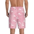 thumbnail image 3 of Bixox Men's Pink Flamingos and Flowers printed lightweight casual shorts, soft sleep shorts with pockets., 3 of 7