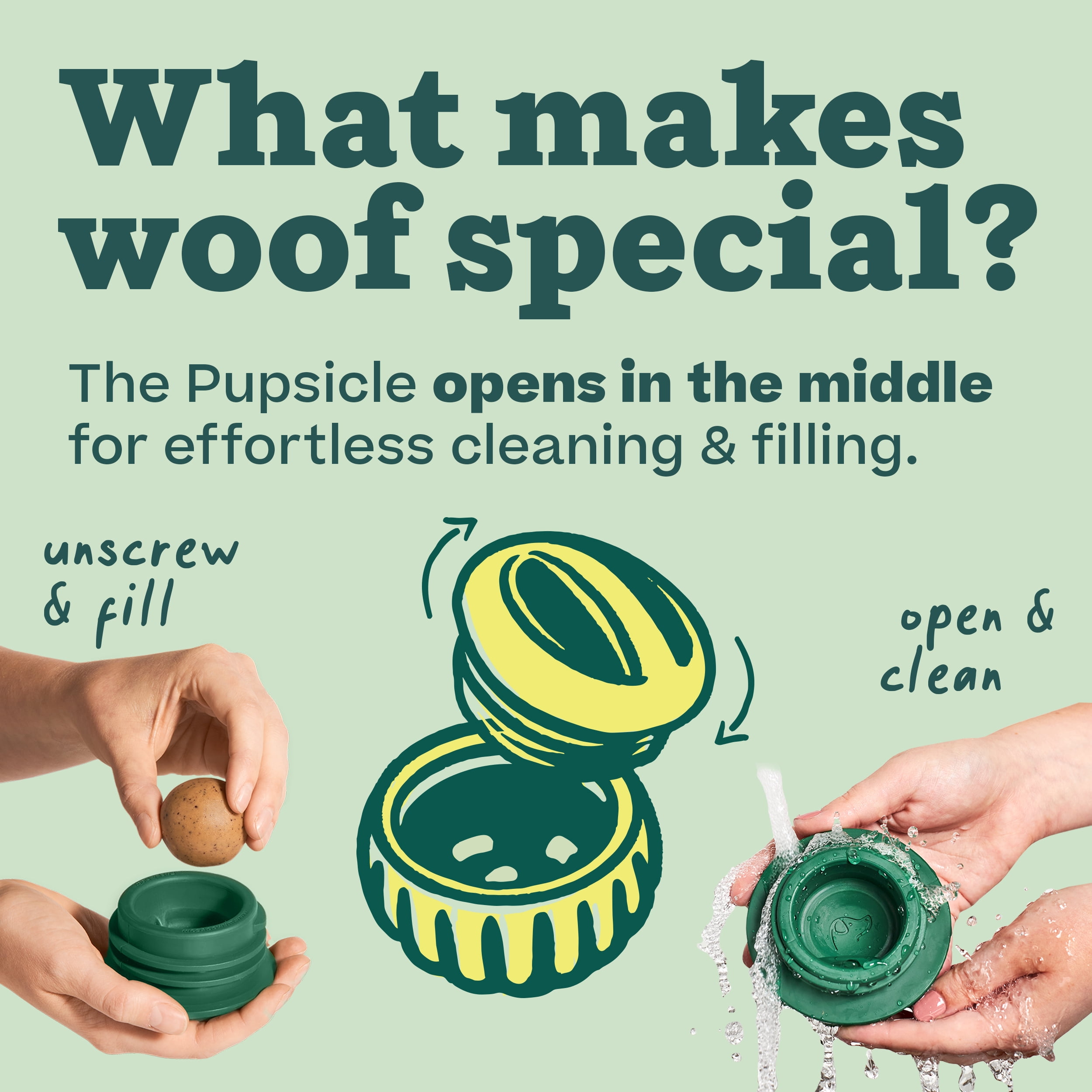 Woof The Pupsicle Treat Dispensing Dog Toy, Forest Green, Large