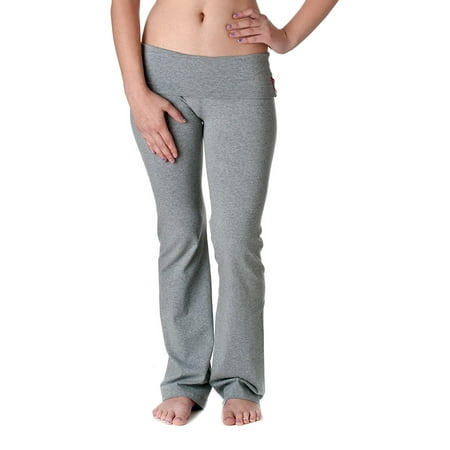 Casual Active Basic Women's Slimming Foldover Bootleg Flare Yoga Pants - Junior and Plus (Best Slimming Black Pants)