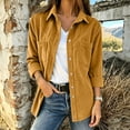 thumbnail image 4 of AherBiu Corduroy Shacket for Women Button down Shirt Lapel Collared Open Front Vintage Long Sleeve Tops with Pocket(X-Large,Yellow), 4 of 7