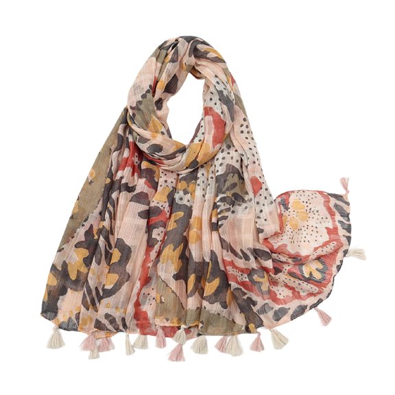 SWSMCLT Women's Boho Scarf Printed Scarf Wraps Comfy Basic Light Pashmina Fringed Billowy Casual Cocktail Pashmina Scarves Style17 One Size