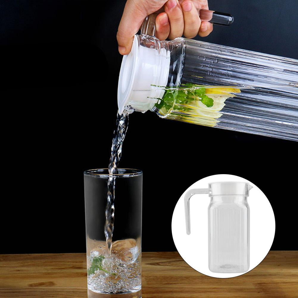 500ml Glass Water Pitcher Acrylic Transparent Juice Bottle Striped Juice Jug Ice Cold Juice Jug with Lid for Home Bar