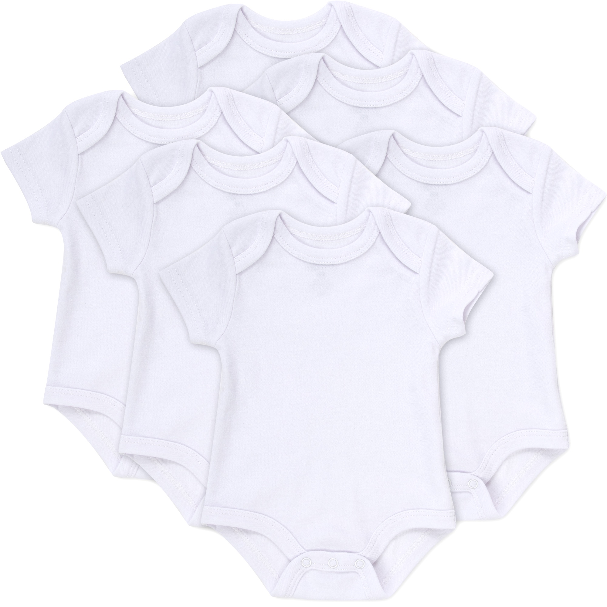 Baby Essentials 6-Pack White Newborn Bodysuits photo 1