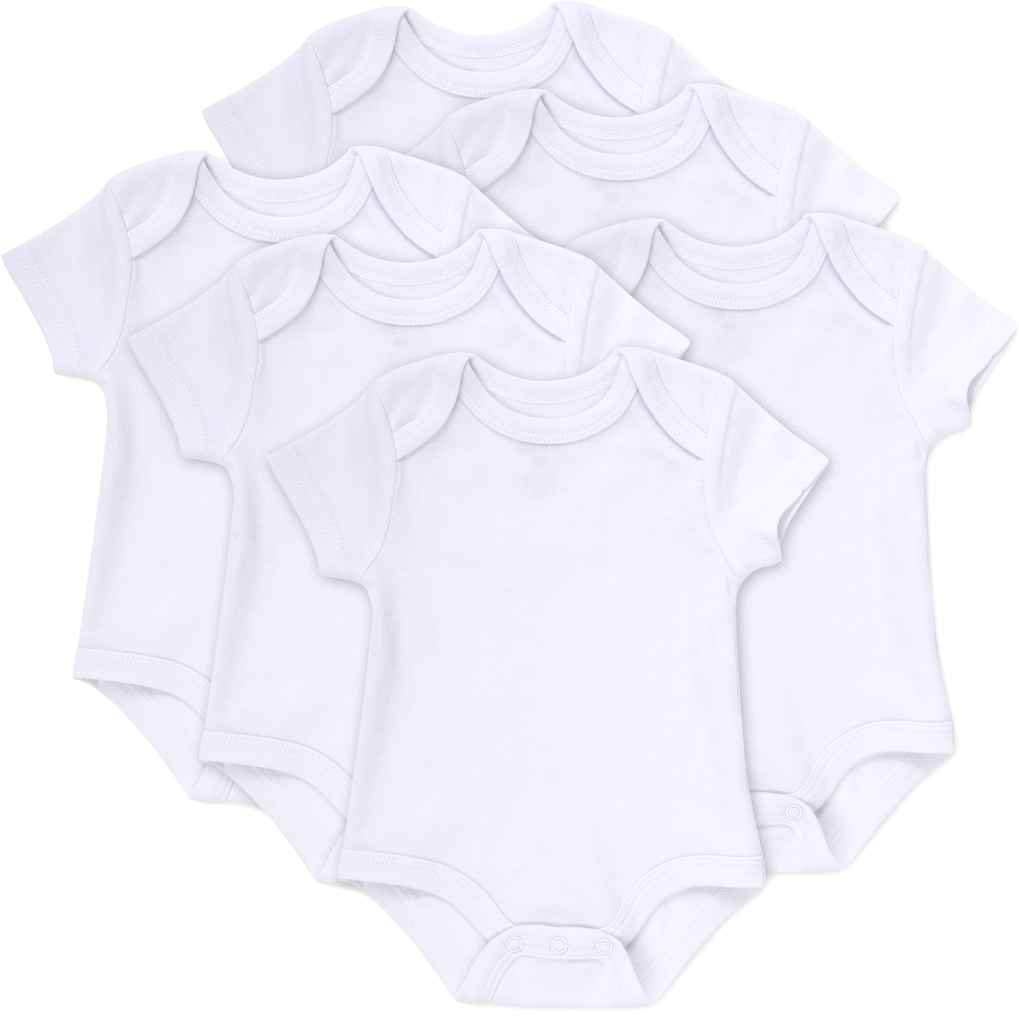 Baby Essentials Newborn Unisex Baby Boys & Girls of 0 Months Plain White 6 Piece Bodysuit Set