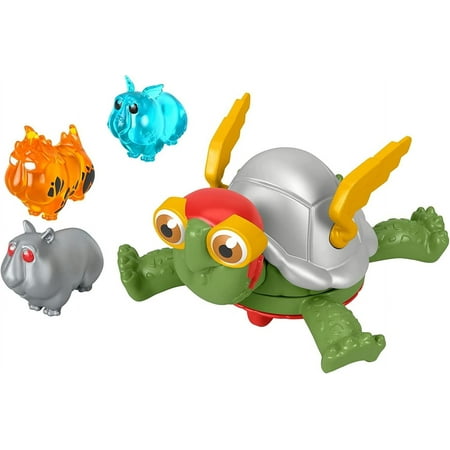 Fisher-Price DC League Of Super-Pets Power Spin Merton The Turtle Figure Set with Accessories for Preschool Pretend Play Ages 3 Years and Up, 4 Pieces