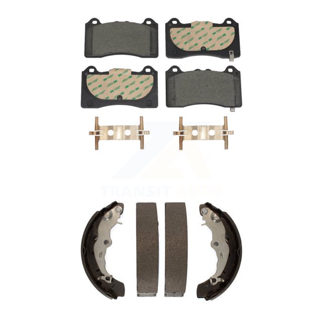 Transit Auto Front Rear Ceramic Brake Pads and Drum Shoes Kit for Car 2016-2018 Ford Focus RS KTN-100903