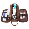 thumbnail image 3 of Dailiwei Toiletry Bag for Men Makeup Bag, Large Travel Toiletries Bags with Water-Resistance Compartment, PU Leather Dopp Kit (Caramel Brown), 3 of 8