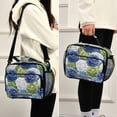 thumbnail image 5 of Insulated Lunch Bag 6L Leak-Proof Lunch Box with Shoulder Strap Multiple Pockets Lunch Tote Blue and Green Roses Pattern, 5 of 9