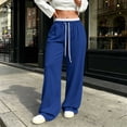 thumbnail image 4 of Gytharion Women's Lace Trim Sweatpants Solid Color Straight Leg Loose Casual Track Pants with Pockets Drawstring Elastic High Waist Joggers, 4 of 7