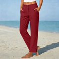 thumbnail image 2 of IMENGL Women's Wide Leg Pants Soft High Waist Elasitc Straight Linen with Pockets Trousers Loose Casual Cropped Pant for Womens,M-XXXL, 2 of 7