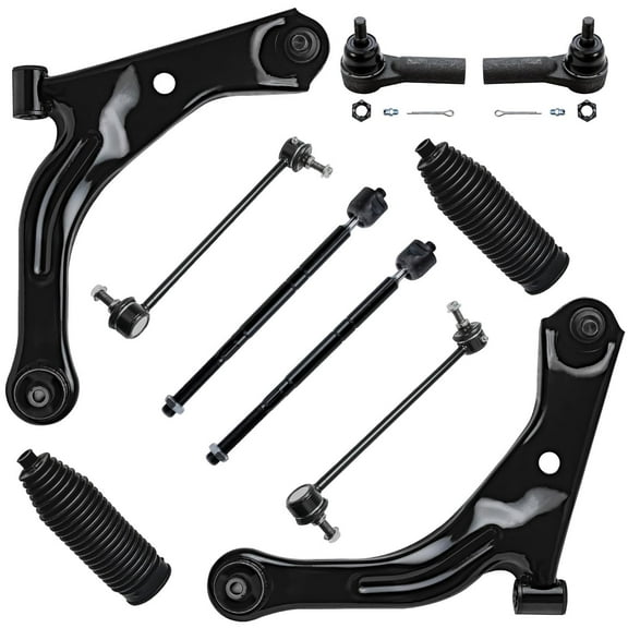 Detroit Axle - Front End 10pc Suspension Kit for Ford Escape Mazda Tribute Mercury Mariner 2005-2009, 2 Lower Control Arms w/Ball Joints Inner Outer 4 Tie Rods 2 Boots 2 Sway Bars Replacement