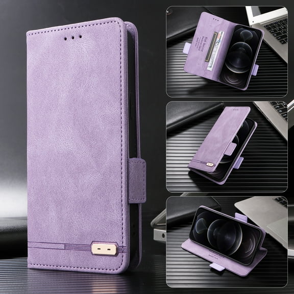 Feishell Wallet Case for Samsung Galaxy A14 5G 6.6 inch,Shockproof Magnetic Buckle Flip Kickstand Credit Card Slots Luxury PU Leather Ultra Thin Phone Case,Purple