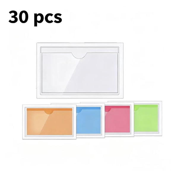 Vruelia Clear Adhesive Pockets 4X6In Index Card Pockets Sleeves Self Adhesive with Top Loading Label Pockets (30 PCS)