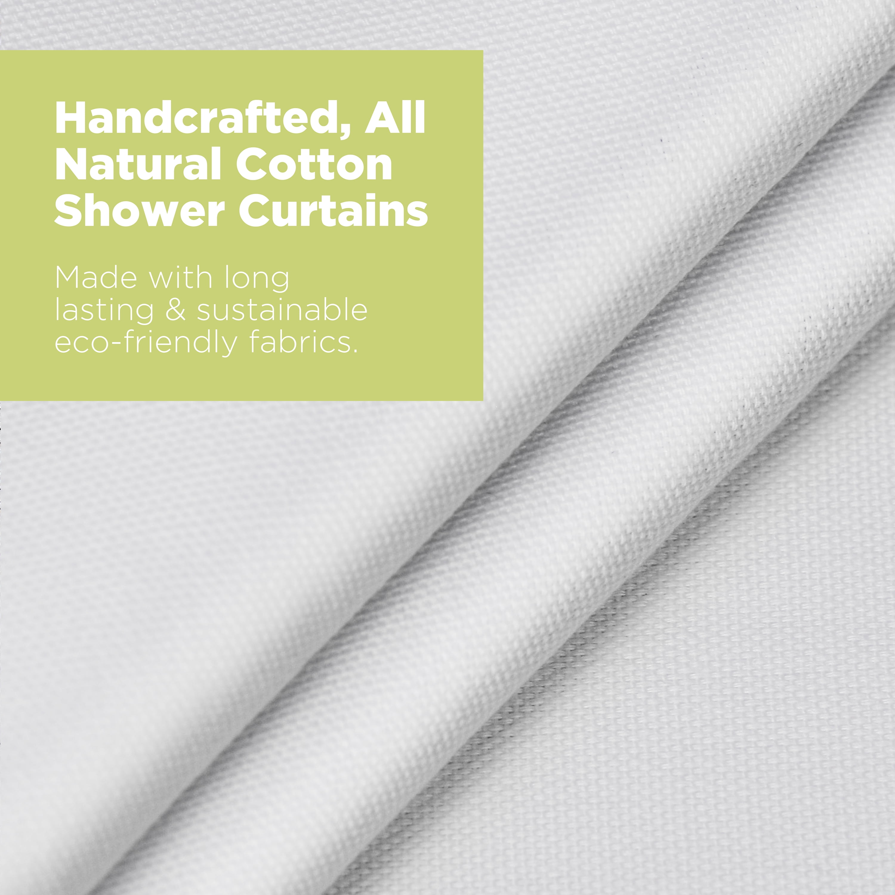 Cotton 70x74" Stall Shower Curtain - Natural fabric Leakproof curtain for luxury bathroom decor - White