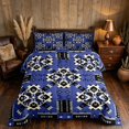 thumbnail image 2 of Manfei Aztec Tribal Full Size Comforter Sets, Geometric Diamond Bedding Comforter Set, Blue Black, Black Reversible 3pcs, 1 Comforter and 2 Pillowcases, 2 of 6
