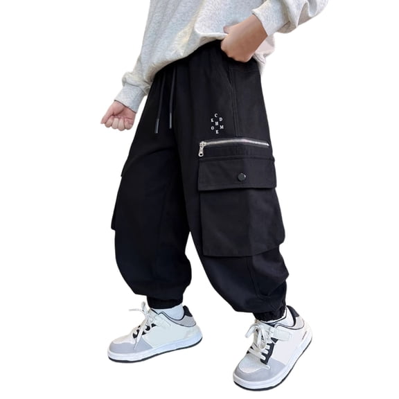 XIYON Boy's Cargo Pants Casual Streetwear Hip Hop Style For Teen Youth Kids Comfortable Athletic Trousers Streetwear 4-5 Years
