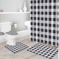 thumbnail image 3 of FMSHPON Lattice 4 Piece Bathroom Set Shower Curtain Bath Rug Contour Mat and Toilet Lid Cover, 3 of 7