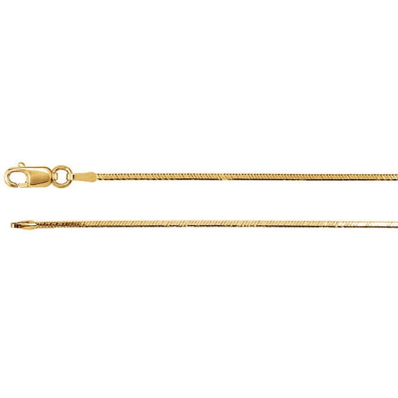 14K Yellow Gold 1mm Square Diamond-Cut Snake "16" Chain