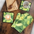 thumbnail image 5 of Green and Yellow Modern Art Geometric Kitchen Oven Mitt and Pot Holder Sets 4 Pcs for Baking, Cooking and Grilling, Heat Resistant Up To 392 °F, 5 of 7