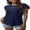 Navy Blue, variant on Women's Summer Tunic Tops Ruffle Short Sleeve Casual Shirts