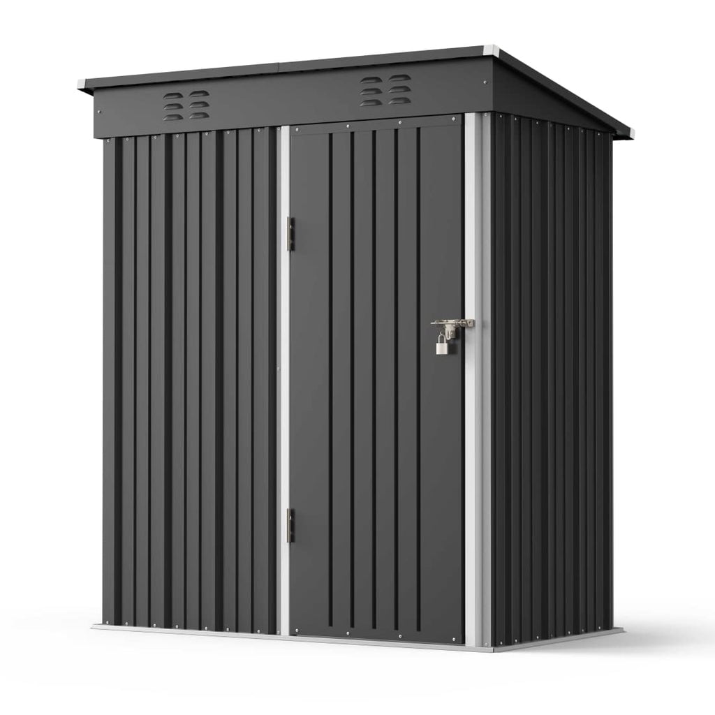 Aiho 5'x3' Metal Outdoor Storage Shed by Galvanized Steel, Waterproof Tool Shed for Garden, Patio & Backyard (Dark Gray)