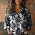 thumbnail image 3 of Womens Tops Fashion Print Long Sleeve Cotton Button Blouse Spring Summer Shirts for Women Black L, 3 of 3