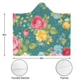 thumbnail image 3 of Wearable Blanket,Pioneer Flower Floral Print Pattern Hooded Wearable Flannel Blanket for Adults & Teens with Buckle,Winter Poncho Shawl Wrap Cape,50"x60", 3 of 5