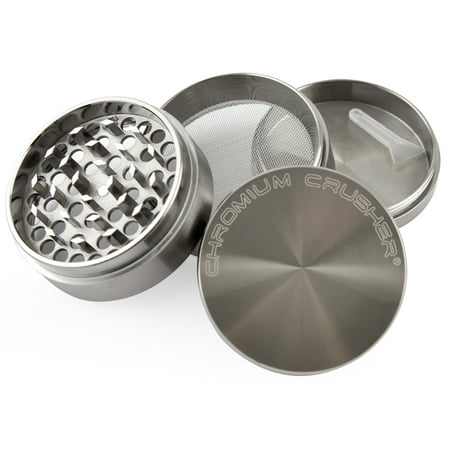 Metal Tobacco Herb Grinder - Chromium Crusher 2.2 Inch 4 Piece Tobacco Spice Herb Grinder - Gun Metal