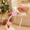 thumbnail image 3 of Pink Beaded Necklace with Two-Tone Pinwheel Candy Design, Pink and White, for Holiday Tree Display, Christmas Decoration, 3 of 5