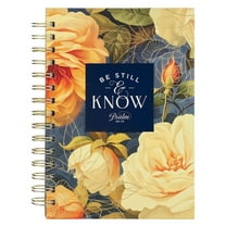 Christian Art Gifts Inspirational Journal, Be Still Wide Ruled Notebook, Psalm 46:10 Bible Verse, Blue Floral, 192 Lined Pages w/scripture, (8.4” x 6.4” x 1”)