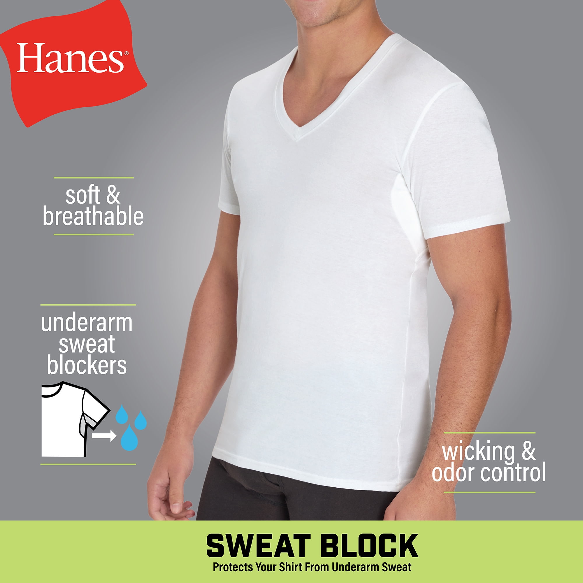 T-Shirt V-Neck with Sweat Block Tech, 3-Pack, White Tees
