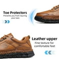 thumbnail image 3 of Mens Casual Leather Shoes Fashion Comfortable Lightweight Breathable Lace Up Loafers Walking Driving Business Working Shoes Yellow 8.5 US, 3 of 7