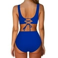 thumbnail image 3 of Dezsed Womens High Waisted Bikini Sets Sporty Vintage Two Piece Swimsuit Bathing Suits Push-Up Padded Swimwear Clearance Navy XXL, 3 of 7