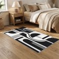 thumbnail image 2 of ODIKA 5'x7' Washable Area Rug Non-Slip, Chair-Friendly Black White Geometric Art Inspired Design Elegant Contrast with Bold Symmetrical for Dining Room, Under Table, Home Office, 2 of 7