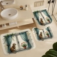 thumbnail image 5 of Cat Print Shower Curtain 4-Piece Set, Cute Bathroom Decor with 72" x 72" Shower Curtain, Toilet Cover Mat, U-Shaped Mat, and Non-Slip Floor Mat, 5 of 7